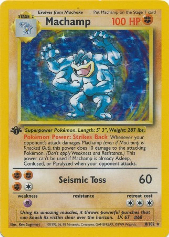 Machamp - 8/102 - Holo Rare - 1st Edition - Shadowed Edition - Base Set 2-Player Starter Deck Exclusive