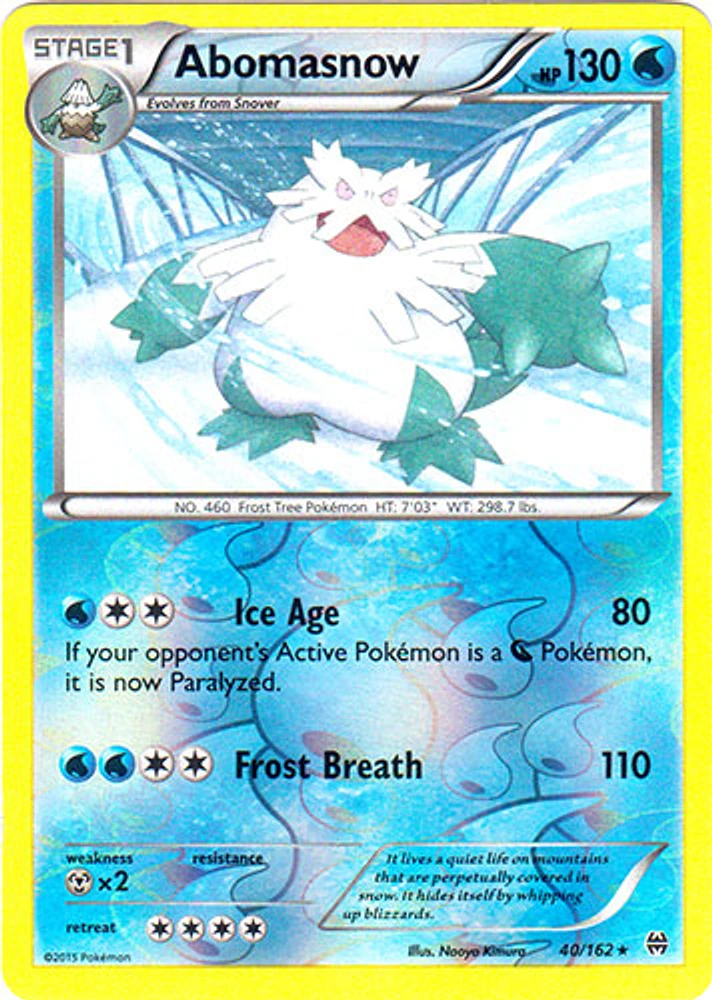 Abomasnow - 40/162 - Rare - Reverse Holo