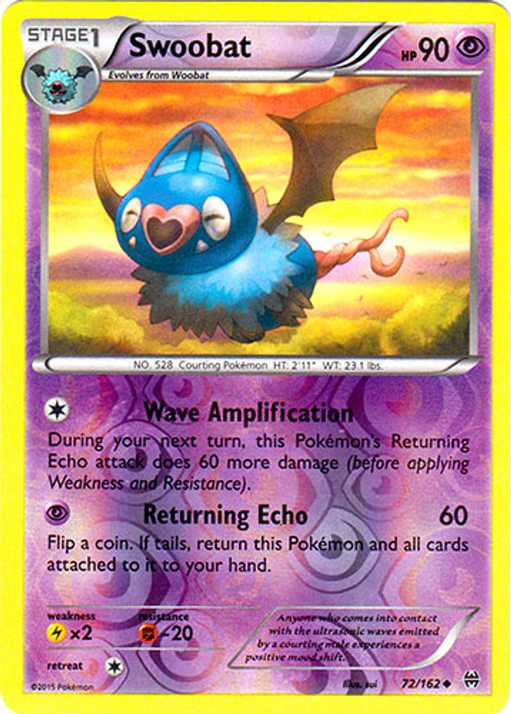 Swoobat - 72/162 - Uncommon - Reverse Holo