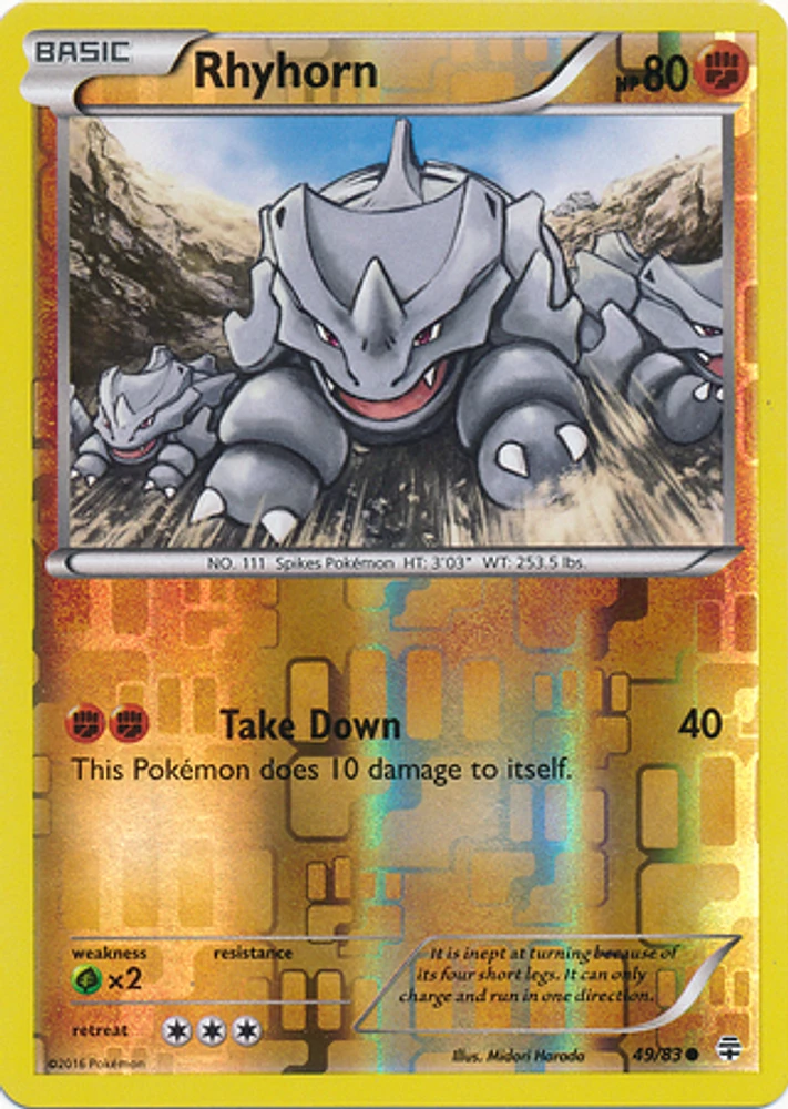 Rhyhorn - 49/83 - Common - Reverse Holo