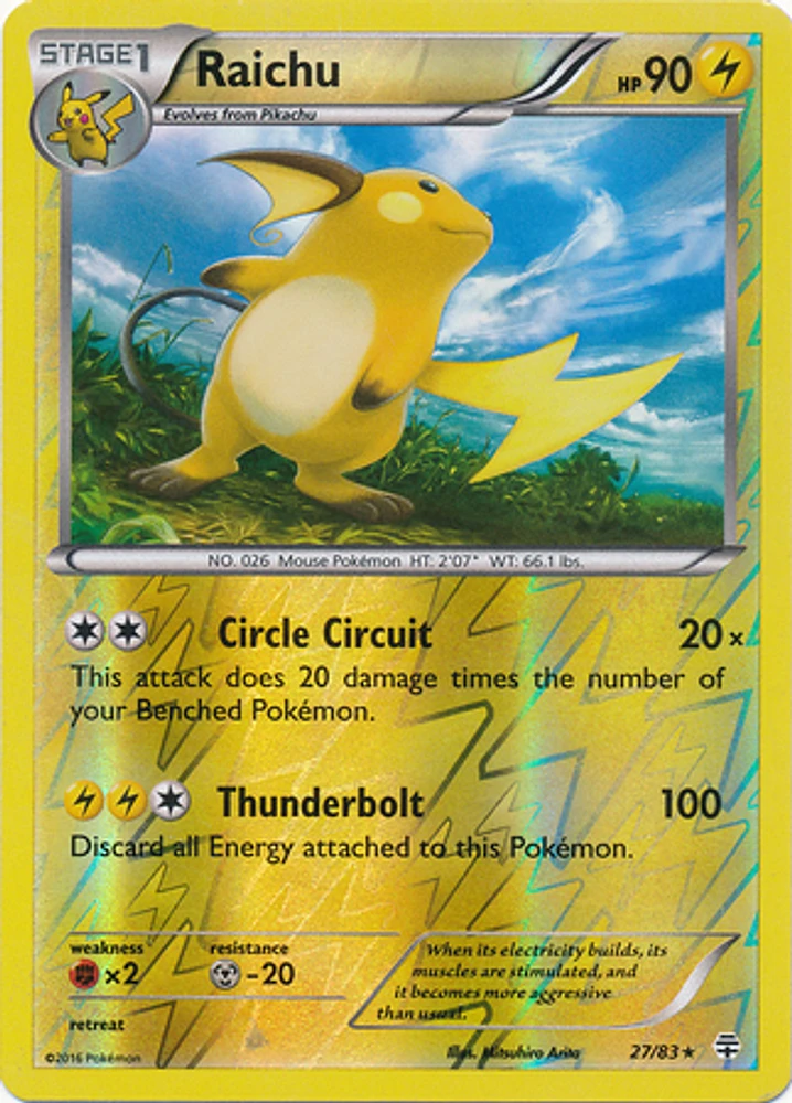 Raichu - 27/83 - Holo Rare - Reverse Holo