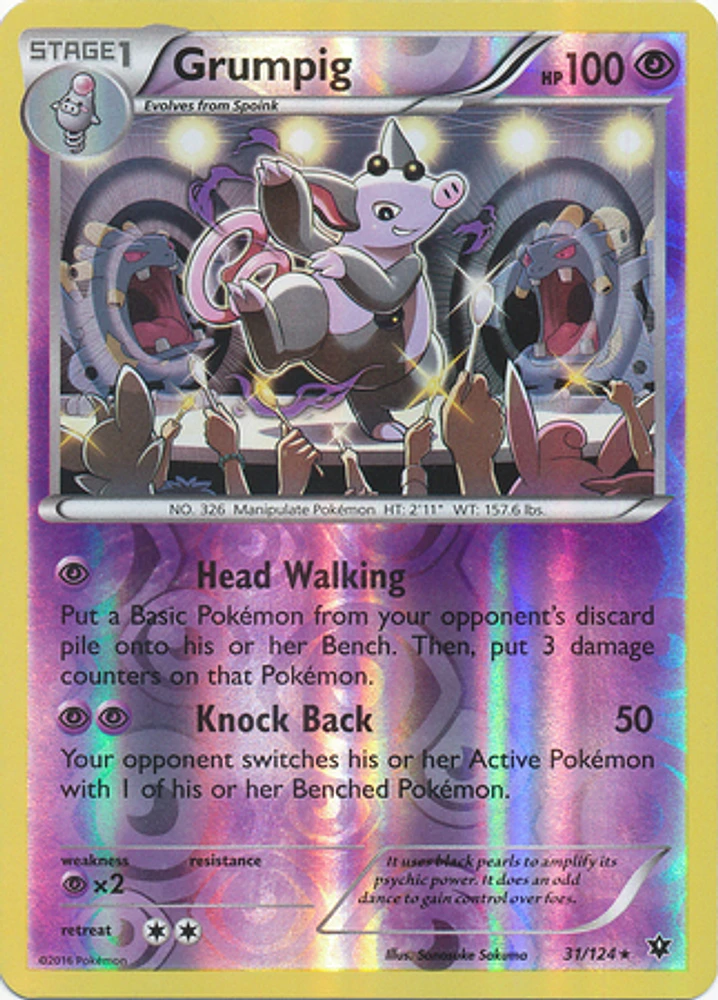 Grumpig - 31/124 Rare Reverse Holo