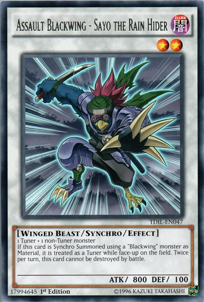 Assault Blackwing - Sayo the Rain Hider - TDIL-EN047 - Rare - 1st Edition