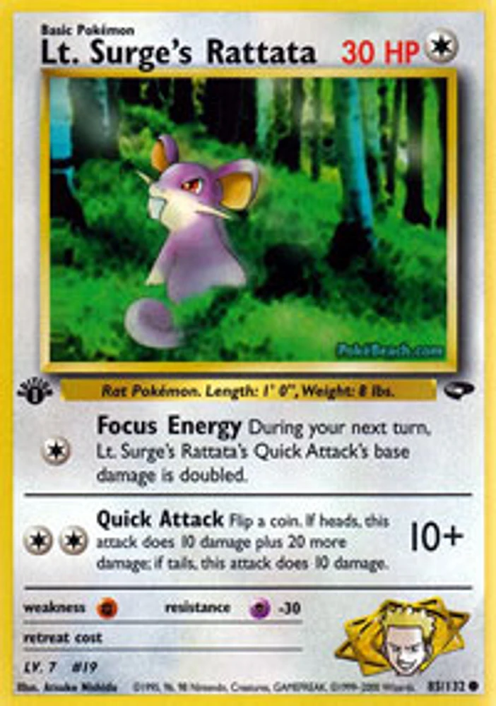 Lt. Surge's Rattata - 85/132 - Common - 1st Edition