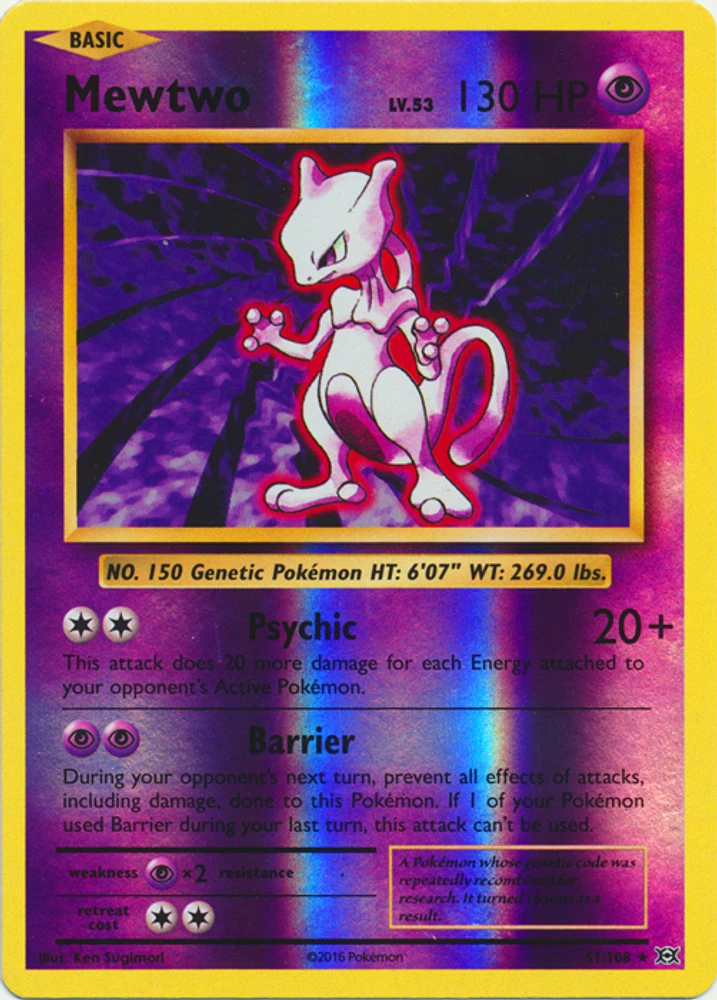 Mewtwo - 51/108 - Rare - Reverse Holo