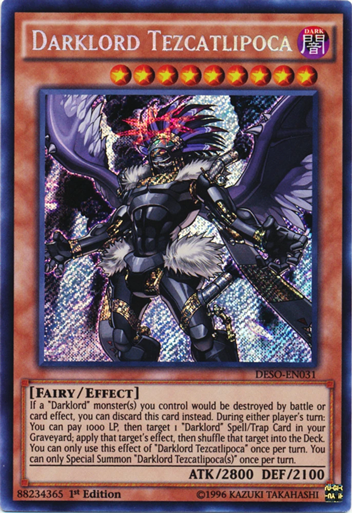 Darklord Tezcatlipoca - DESO-EN031 - Secret Rare - 1st Edition