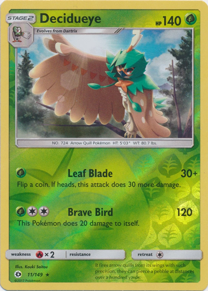 Decidueye - 11/149 - Rare - Reverse Holo