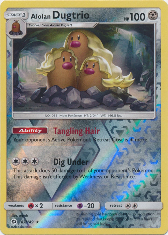 Alolan Dugtrio - 87/149 - Holo Rare - Reverse Holo