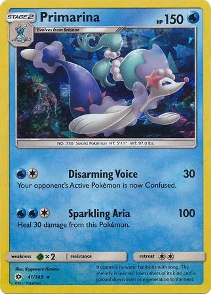 Primarina - 41/149 - Cracked Ice Holo Bright Tide Theme Deck Exclusive