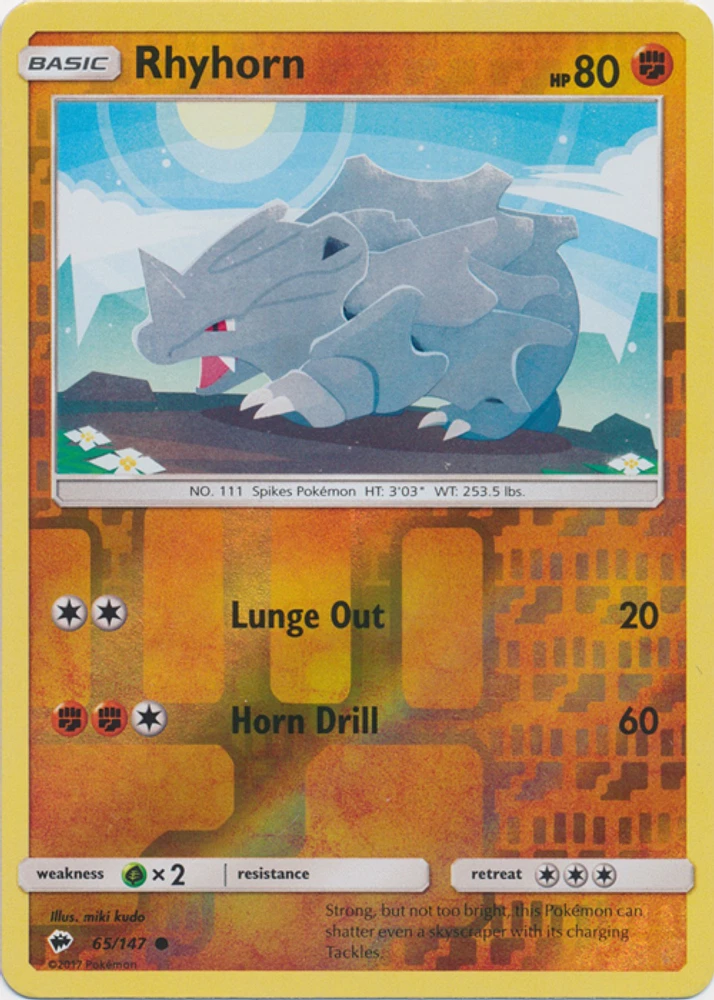 Rhyhorn - 65/147 - Common - Reverse Holo