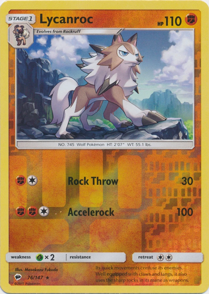 Lycanroc - 76/147 Rare Reverse Holo