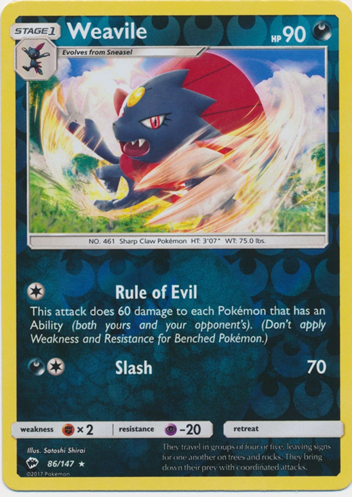 Weavile - 86/147 - Rare - Reverse Holo