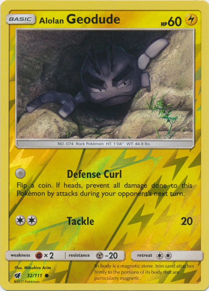 Alolan Geodude - 32/111 - Common - Reverse Holo