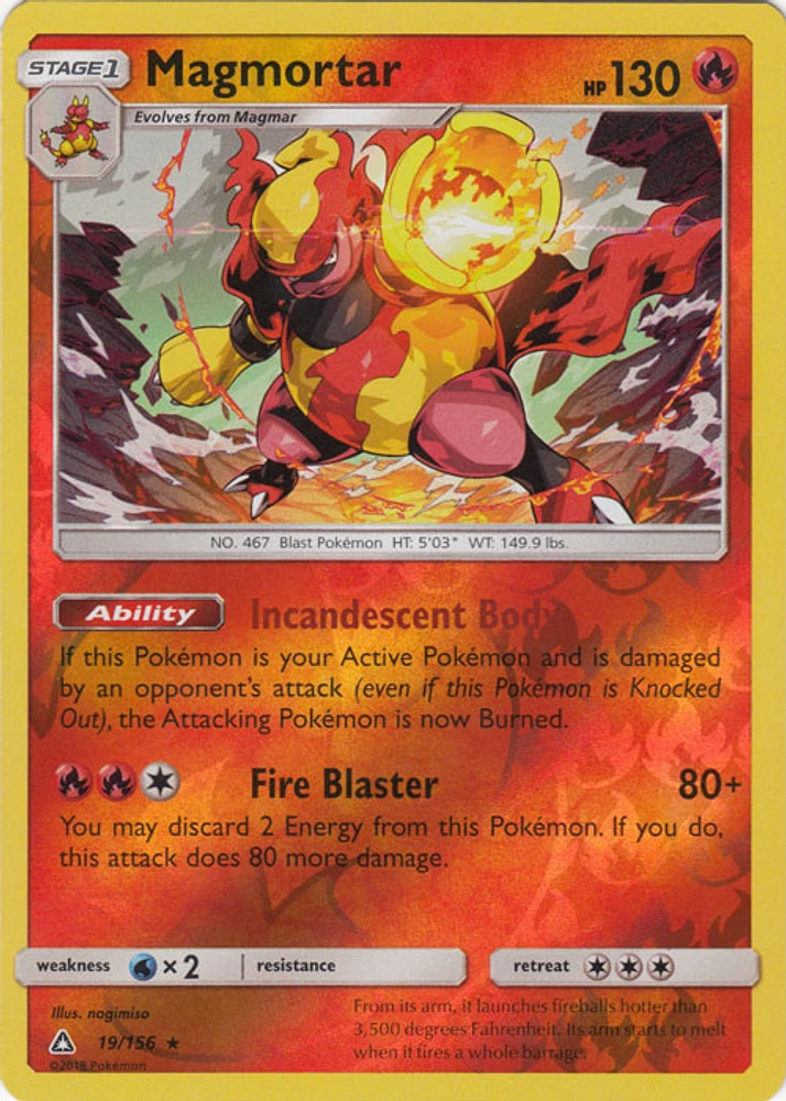 Magmortar - 19/156 - Holo Rare - Reverse Holo