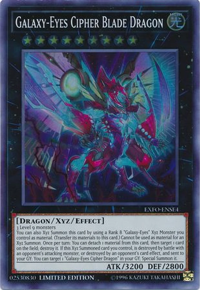 Galaxy-Eyes Cipher Blade Dragon - EXFO-ENSE4 - Super Rare - Limited Edition