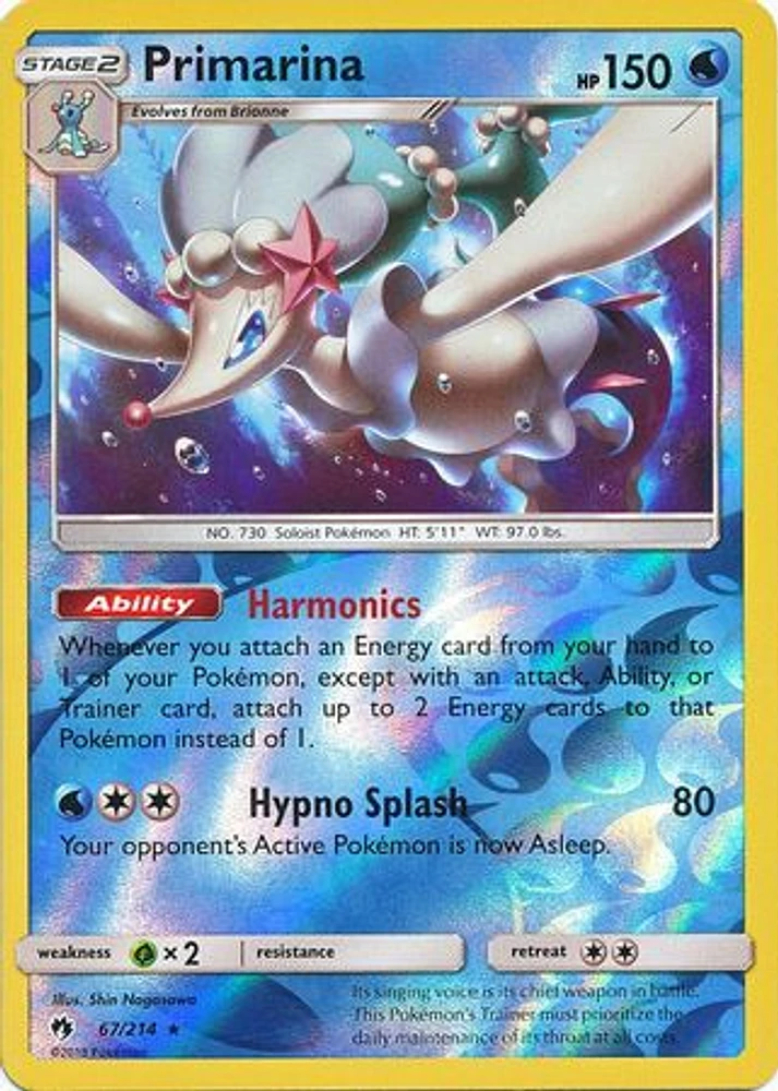 Primarina - 67/214 - Rare - Reverse Holo