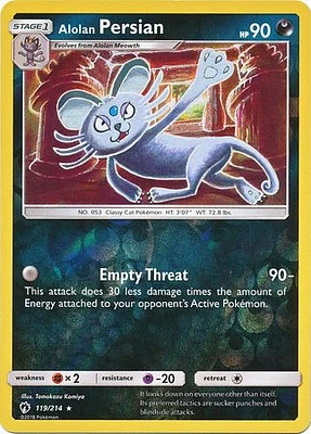 Alolan Persian - 119/214 - Rare - Reverse Holo