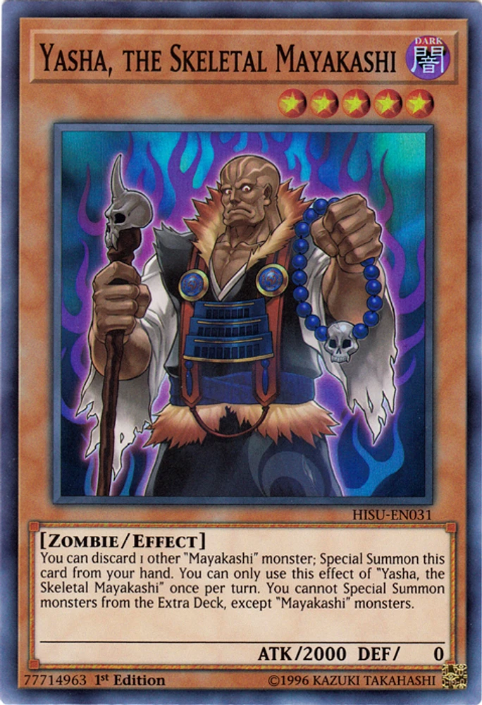 Yasha, the Skeletal Mayakashi - HISU-EN031 - Super Rare - 1st Edition