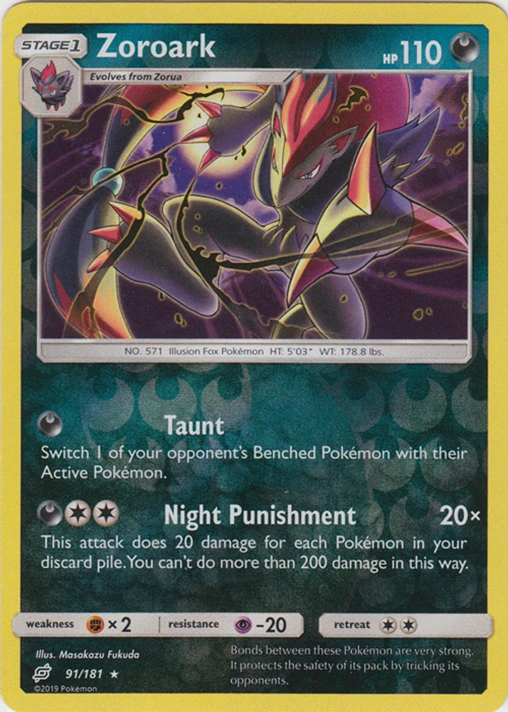 Zoroark - 91/181 - Holo Rare - Reverse Holo