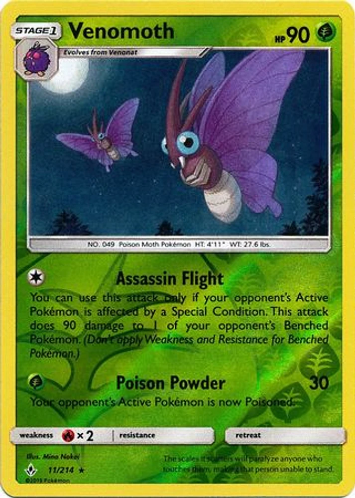 Venomoth - 11/214 - Rare - Reverse Holo