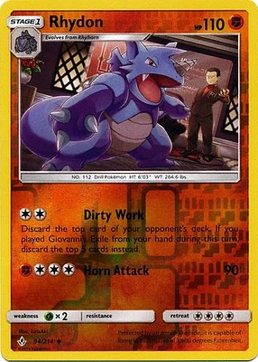 Rhydon - 94/214 - Uncommon - Reverse Holo