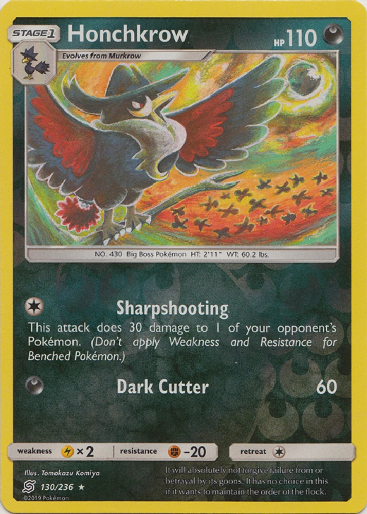 Honchkrow - 130/236 - Rare - Reverse Holo