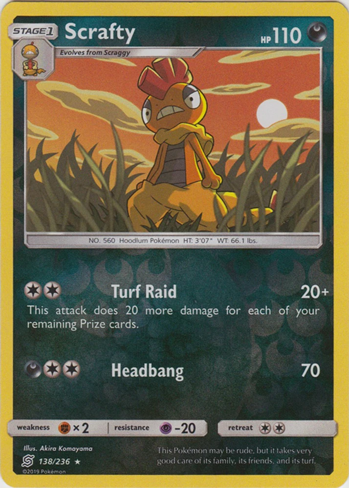 Scrafty - 138/236 - Rare - Reverse Holo