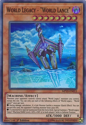 World Legacy - "World Lance" - MP19-EN012 - Super Rare - 1st Edition