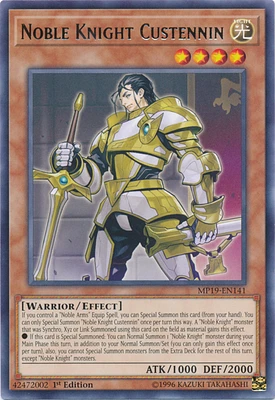 Noble Knight Custennin - MP19-EN141 - Rare - 1st Edition