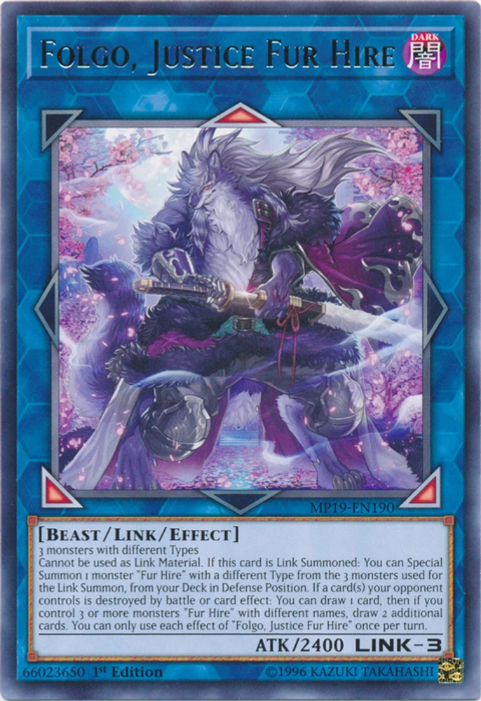 Folgo, Justice Fur Hire - MP19-EN190 - Rare - 1st Edition