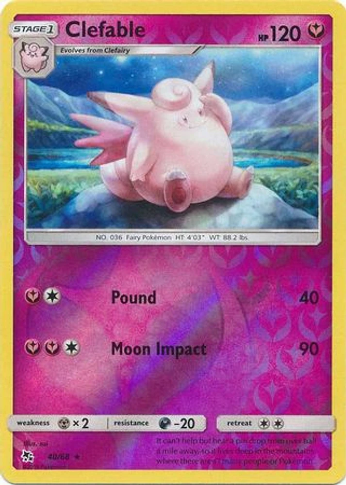 Clefable - 40/68 - Rare - Reverse Holo