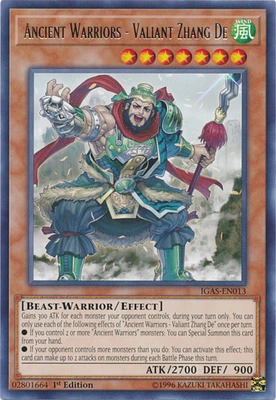 Ancient Warriors - Valiant Zhang De - IGAS-EN013 - Rare - 1st Edition