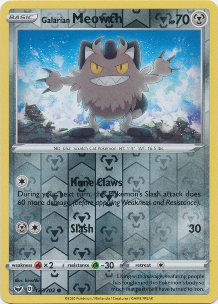 Galarian Meowth - 127/202 - Common - Reverse Holo