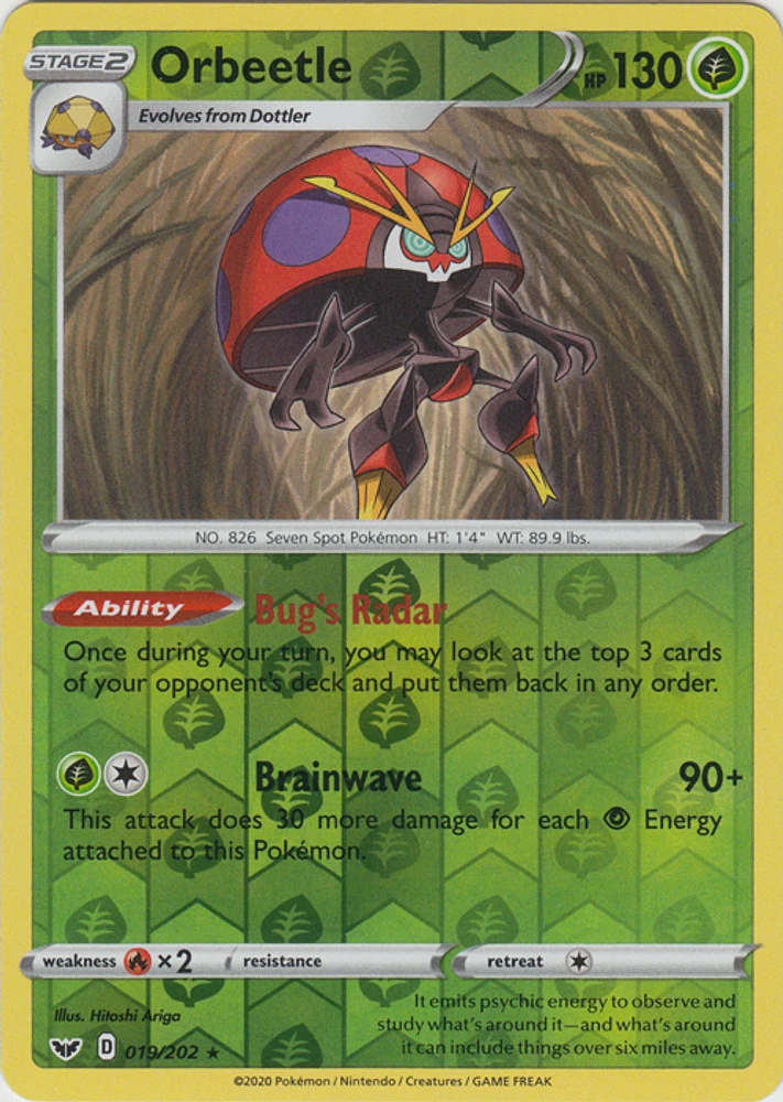 Orbeetle - 019/202 - Rare - Reverse Holo