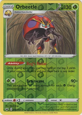 Orbeetle - 019/202 - Rare - Reverse Holo