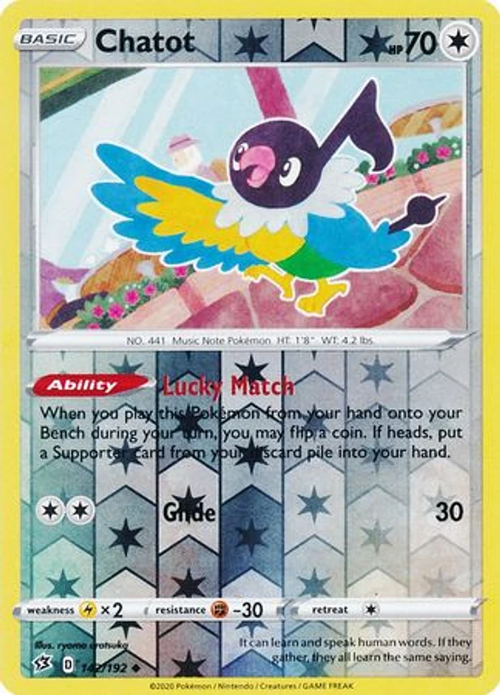 Chatot - 142/192 - Uncommon - Reverse Holo