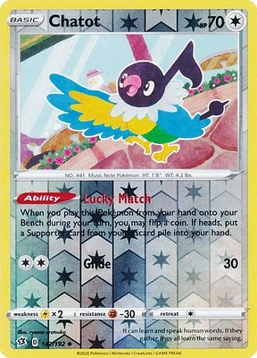 Chatot - 142/192 - Uncommon - Reverse Holo