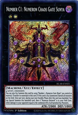 Number C1: Numeron Chaos Gate Sunya - BLAR-EN021 - Secret Rare - 1st Edition