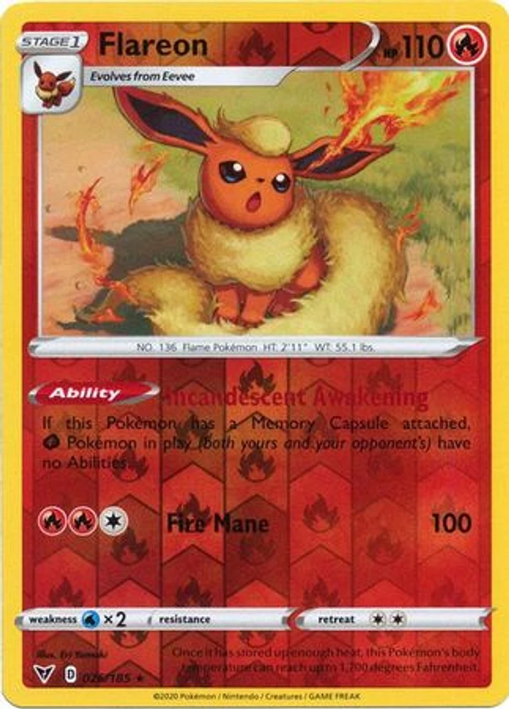 Flareon - 026/185 - Rare - Reverse Holo