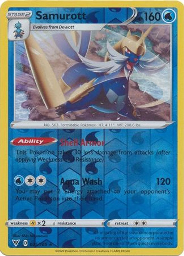 Samurott - 035/185 - Rare - Reverse Holo