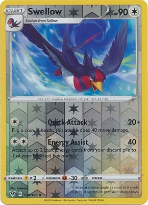 Swellow - 134/185 Uncommon Reverse Holo