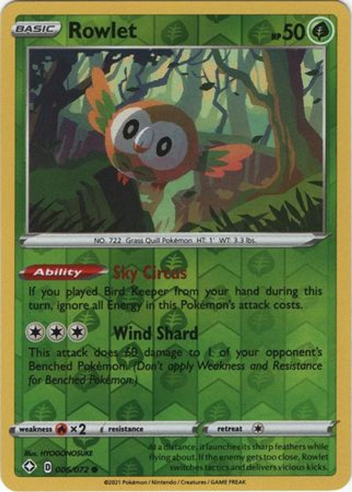 Rowlet - 006/072 - Common - Reverse Holo