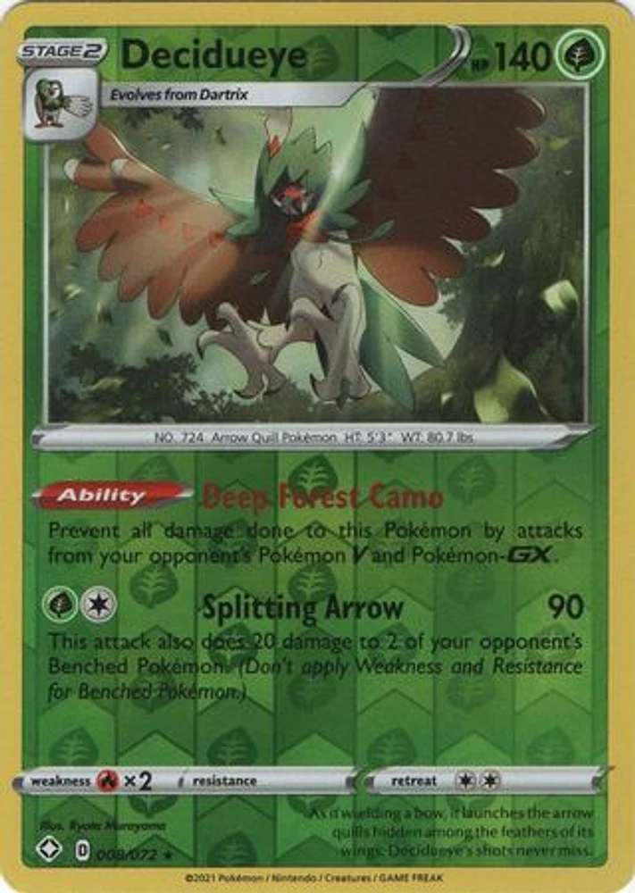 Decidueye - 008/072 Holo Rare Reverse