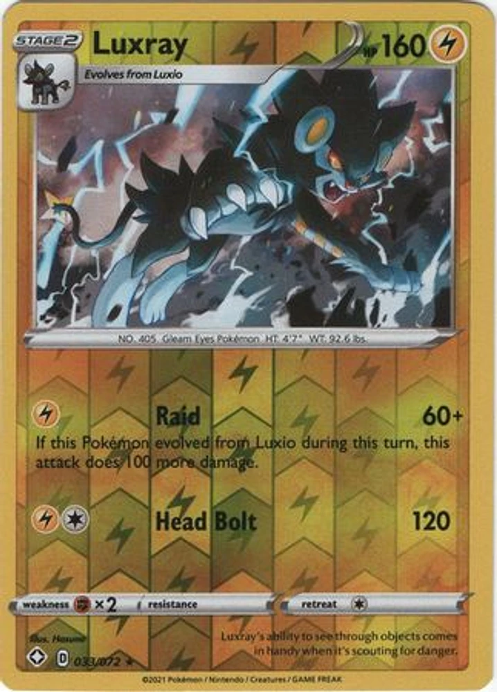 Luxray - 033/072 - Holo Rare - Reverse Holo