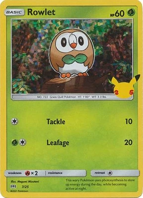 Rowlet - 7/25 - Holo - McDonald's 25th Anniversary Promo