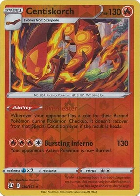 Centiskorch - 030/163 Rare Reverse Holo