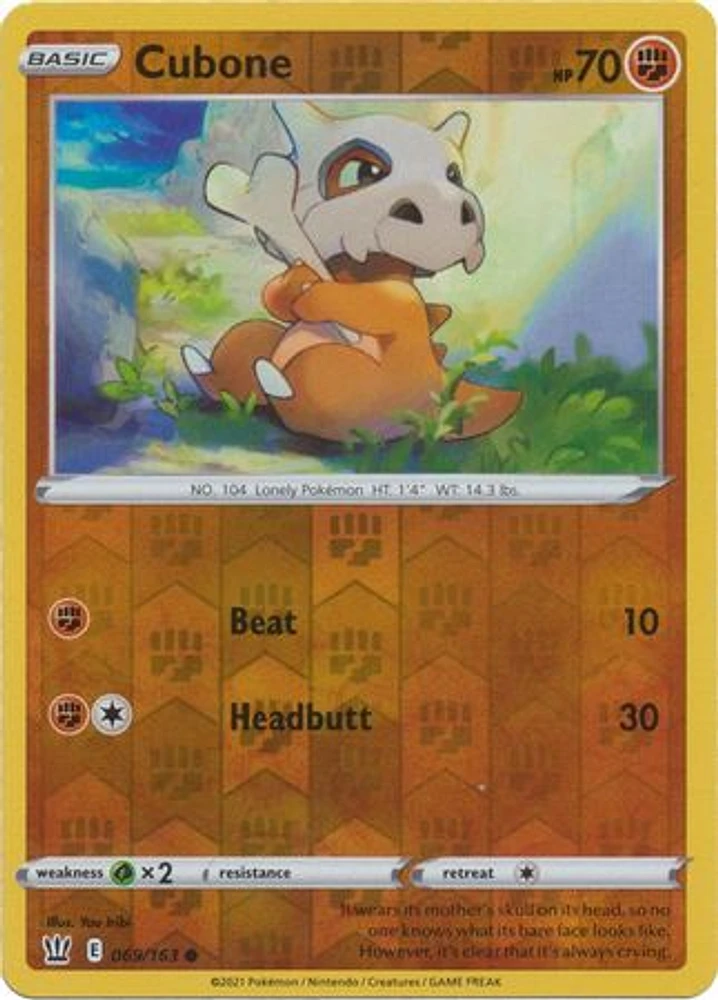 Cubone - 069/163 - Common - Reverse Holo