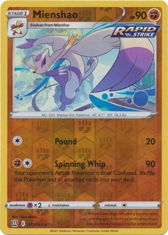 Mienshao - 077/163 - Rare - Reverse Holo