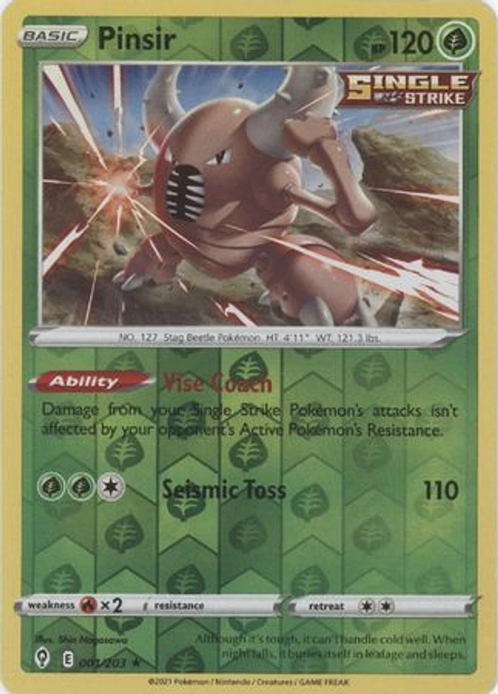 Pinsir - 001/203 Rare Reverse Holo