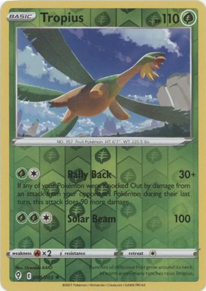 Tropius - 006/203 - Rare - Reverse Holo